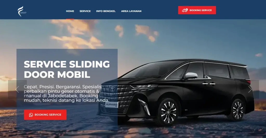 website bengkel sliding door mobil