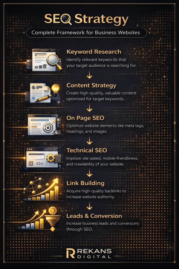 infografis strategi SEO untuk meningkatkan traffic website bisnis