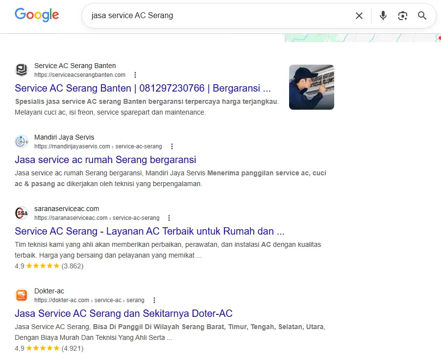 jasa service AC Serang - Penelusuran Google