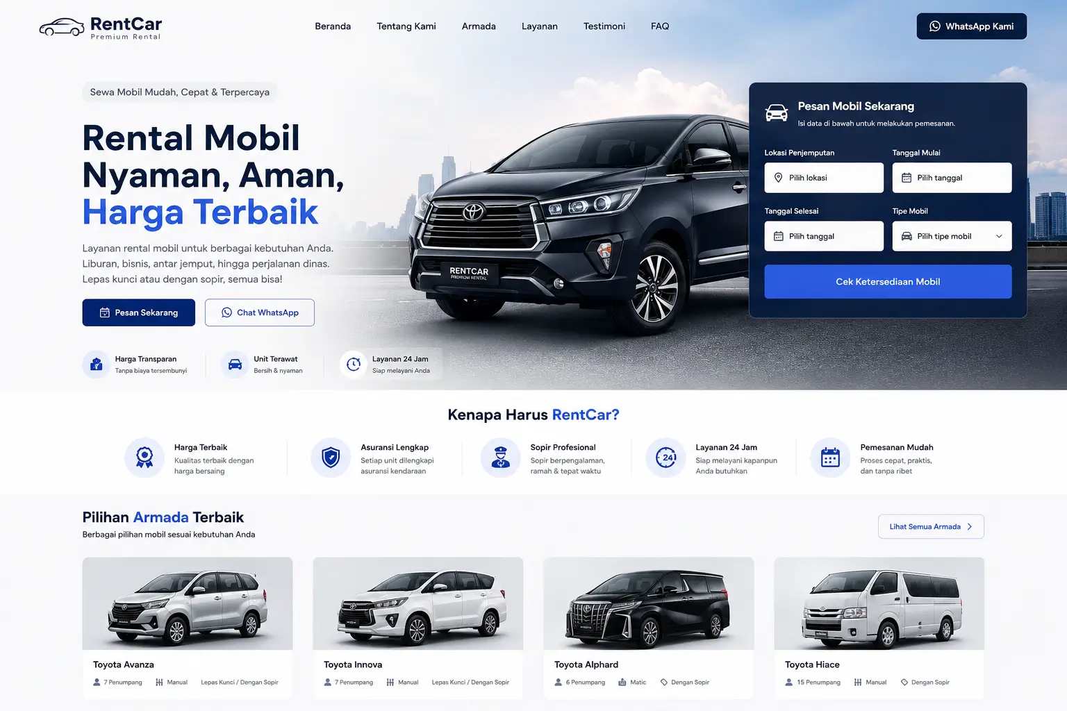 Landing Page Rental Mobil