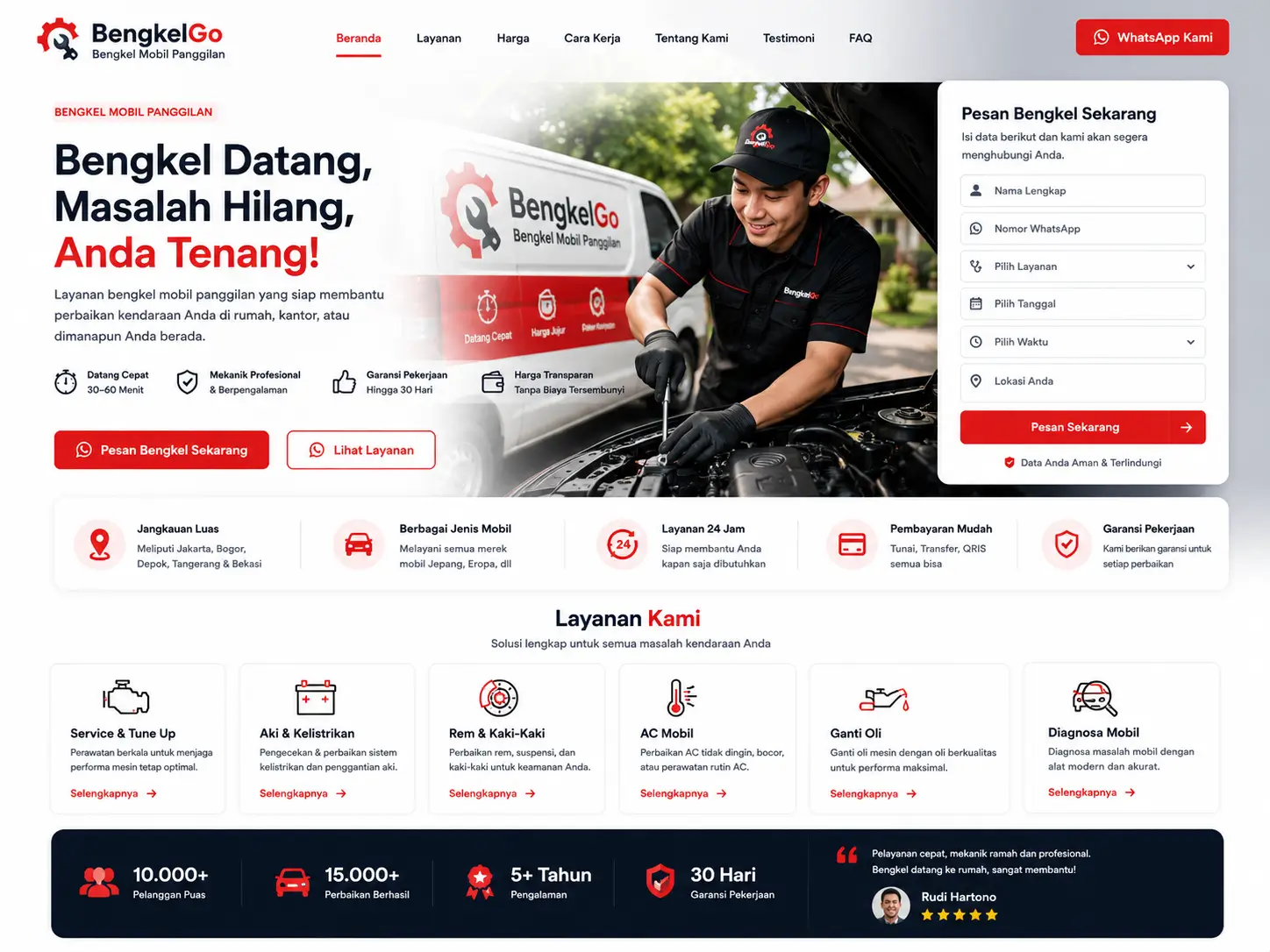 Landing Page Bengkel Mobil Panggilan
