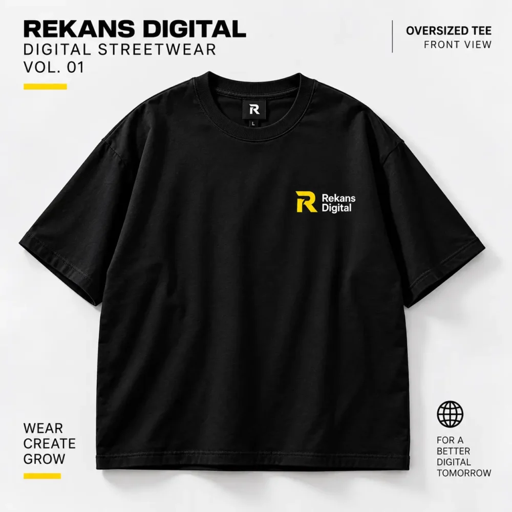 Kaos oversized hitam Rekans Digital Digital Streetwear Vol