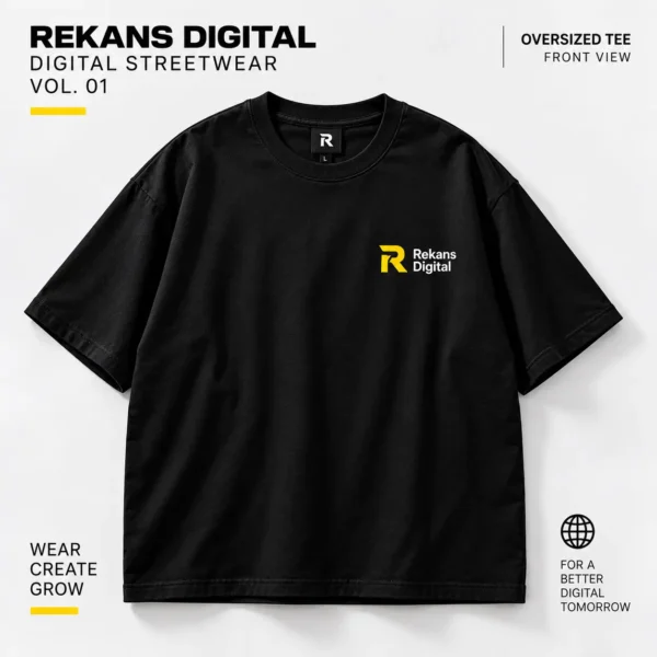 Kaos oversized hitam Rekans Digital Digital Streetwear Vol