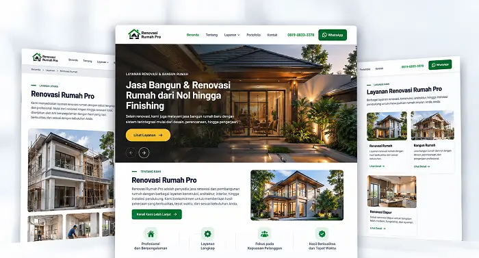 Contoh website Renovasirumah.pro untuk layanan renovasi rumah