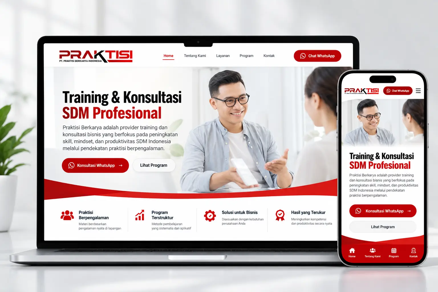 Portfolio website PT. Praktisi Berkarya Indonesia
