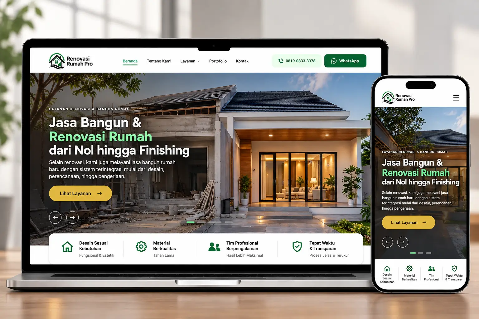 Portfolio website Renovasi Rumah Pro