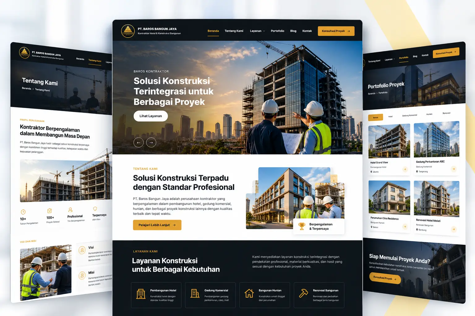 Contoh desain website Baros Kontraktor