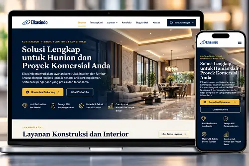 Visual proyek website Elkasindo dengan tema konstruksi dan pembangunan