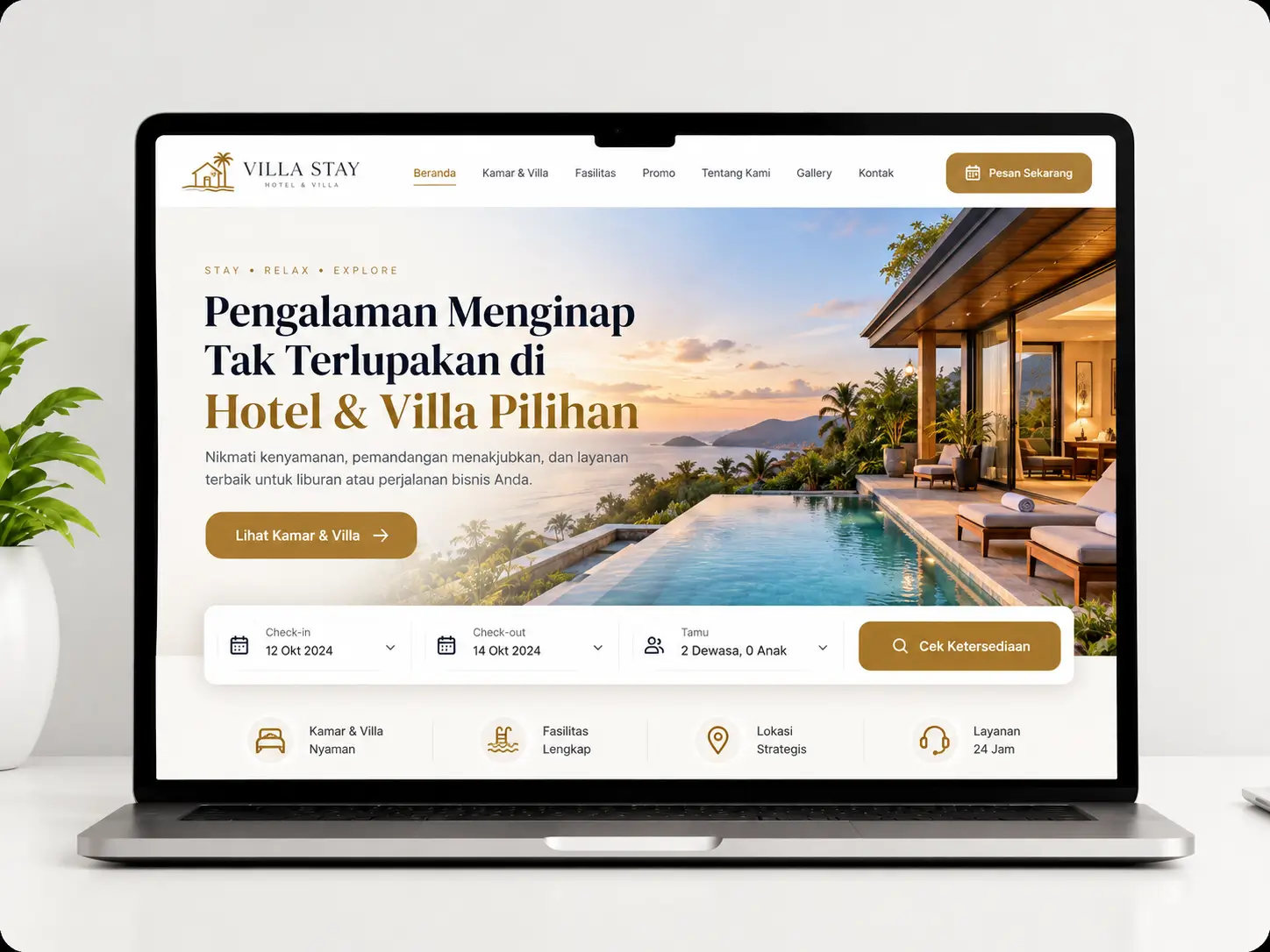 Ilustrasi website hotel dan villa
