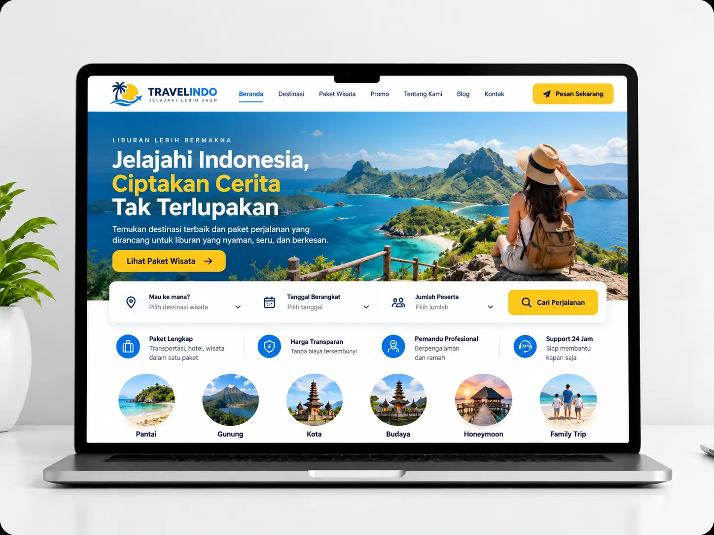 Ilustrasi website tour dan travel
